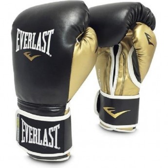 Перчатки тренировочные EVERLAST POWERLOCK PU 16oz черно/золотые